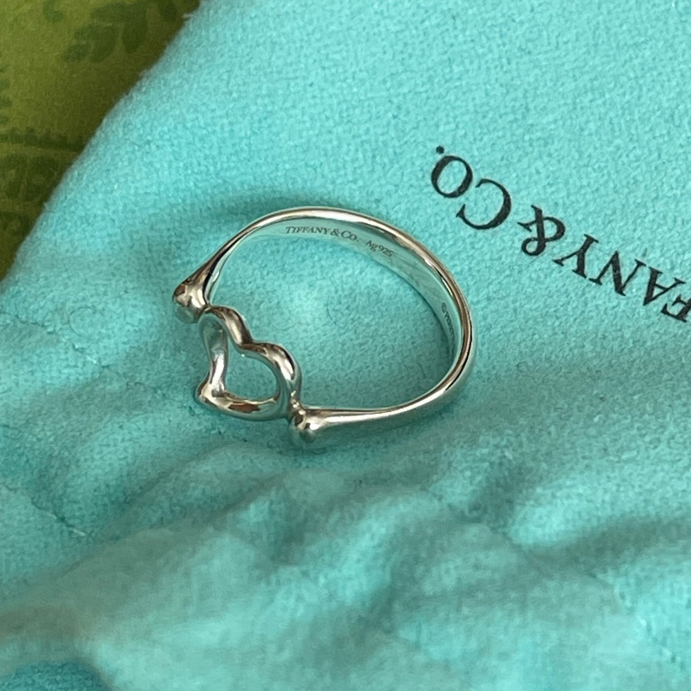 Tiffany Elsa Peretti open heart ring size 6 Sterling dainty 925